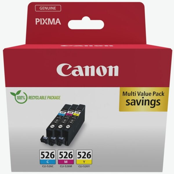 Combo-Pack Original Canon CMY, CLI-526MULTI, pentru Pixma IP4850|IP4950|IX6550|MG5150|MG5250|MG5350|MG6150|MG6250|MG8150|MG8250|MX715|MX885|MX895, 22, (timbru verde 0.45 lei), „4541B006AA”