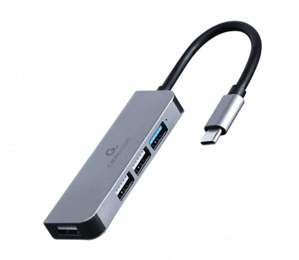 HUB extern GEMBIRD, porturi USB: USB-A 2.0 x 3, USB-A 3.1 x 1, conectare prin USB-A 3.1, cablu 0.12 m, argintiu, „UHB-U3P1U2P3-01” (timbru verde 0.18 lei)