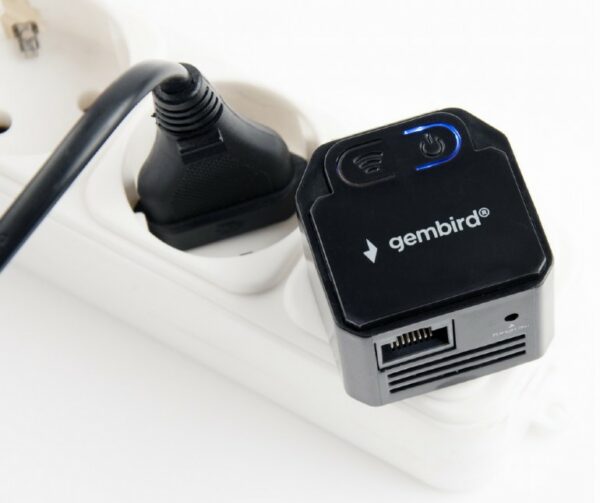 REPETER GEMBIRD, wireless, port RJ45, max. 300 Mbps, suport AP mode, negru, „WNP-RP300-03-BK” (timbru verde 0.18 lei)