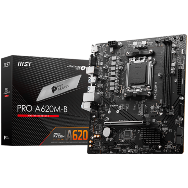 MSI MB Sc AM5 PRO A620M-B, AMD A620, 2xDDR5, 1xHDMI, 1xVGA, mATX „PRO_A620M-B”