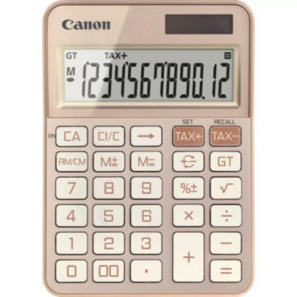 Calc. CANON, KS-125KB RG, Red Gold, LCD 12-digit,dim. car. 18.6 mm, dual-power(solara si baterie LR44), dim, 147x106x25mm, 117g, (incl.TV 0.8lei),”6818C001AA”
