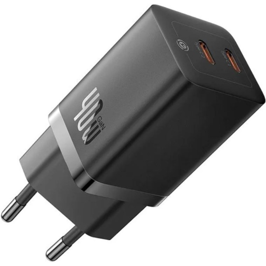 INCARCATOR retea Baseus GaN5, Quick Charge 40W, 2 x USB Type-C, negru „P10110804117-Z1” (timbru verde 0.18 lei) – 6932172646264