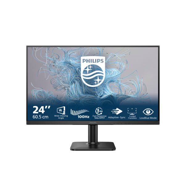Monitor Philips 23.8″ VA FHD 1920×1080 100Hz 4ms (1ms MPRT) FlickerFree VGA HDMI 24E2N1100LB/00 ( timbru verde 7 lei )