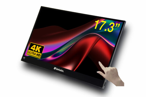 Monitor tactil portabil Verbatim 17.3″, 4K, Metalic, „32239” (timbru verde 7 lei)