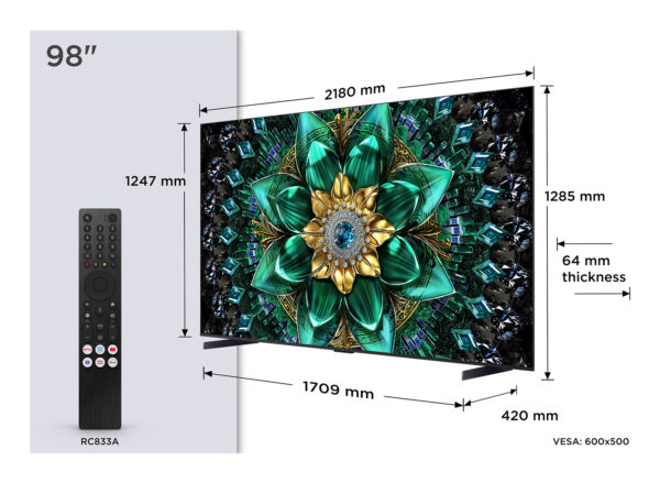 Mini LED TV 4K 98(248 cm) TCL 98Q6C „98Q6C” (timbru verde 15 lei)
