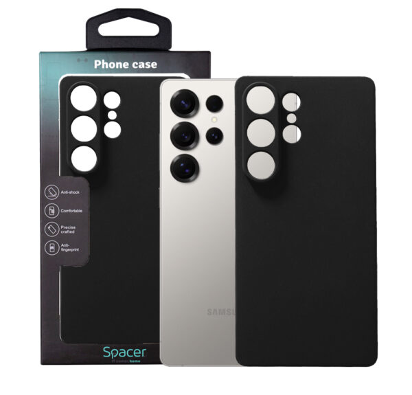 Husa Samsung Galaxy S25 Spacer, negru, grosime 1.5mm, material flexibil TPU „SPPC-SM-GX-S25-TPU”