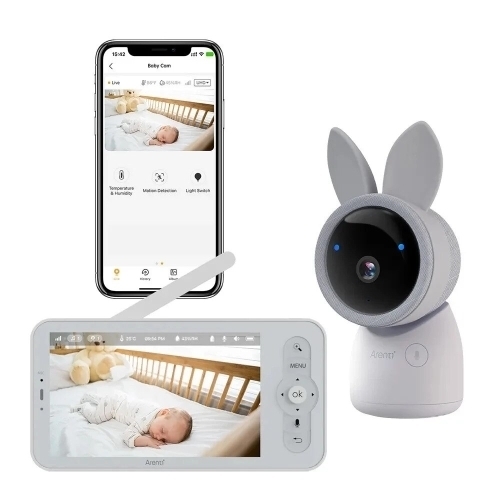 Kit supraveghere 2 camere si monitor Arenti „AINanny Baby Monitor Duo Pack”, 2K, 3MP, ecran LCD 5 inch, mini, wireless, microSD max 256GB, monitor LCD 5 inch, 720p, 3350 mAh, , audio bidirectional, IR 10m, „AINANNY KIT 3MP PLUS-EU” (timbru verde 0.8
