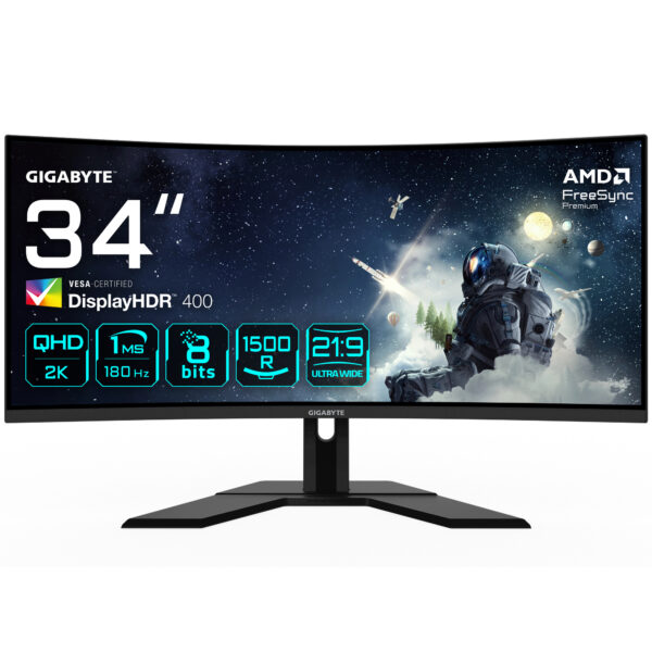 Monitor LED GigaByte G34WQCP – 34 – black (matt), QHD, VA, curved, 180Hz panel „G34WQCP EK” (timbru verde 7 lei)