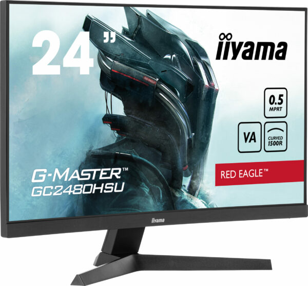 IIYAMA Monitor LED GC2480HSU-B1 23.6″ VA Curved 1920 x 1080 180Hz 300 cd/m 3000:1 HDMI DP USB HUB Tilt „GC2480HSU-B1” (timbru verde 7 lei)