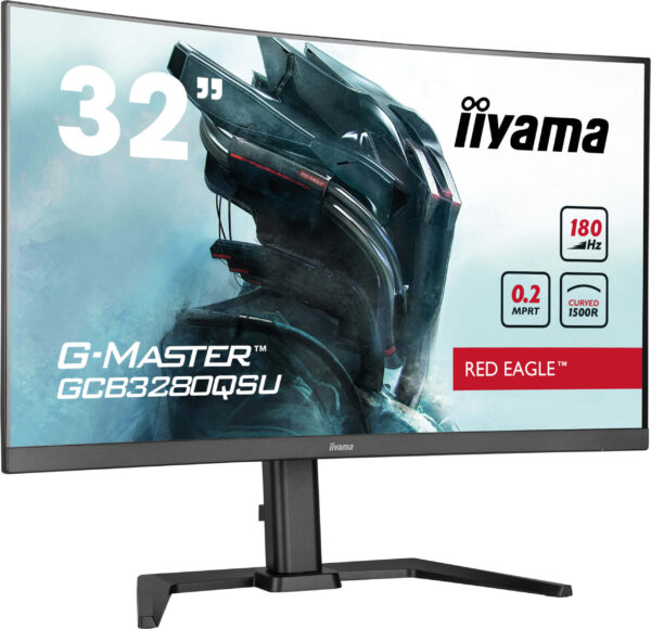 IIYAMA Monitor LED Gaming GCB3280QSU-B2 31.5″ VA Curved 2560 x 1440 180Hz 350cd 0.2ms HDMI DP USB HUB height, swivel, tilt „GCB3280QSU-B2” (timbru verde 7 lei)