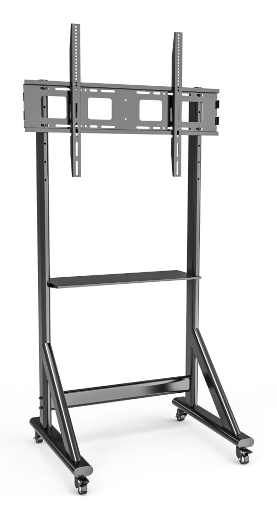 Stand TV mobil pe roti, raft pentru dispozitive multimedia, 55 – 100 inch, reglabil, negru, Techly, ICA-TR7412 „ICA-TR7412”