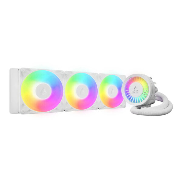 COOLER Arctic „Liquid Freezer III Pro 360 A-RGB W”, skt. LGA1851, LGA 1700, AM4, AM5, racire cu lichid, 3 x 120mm, 600 – 3000 RPM, iluminare RGB adresabi, alb „ACFRE00188A” (timbru verde 2.00 lei)