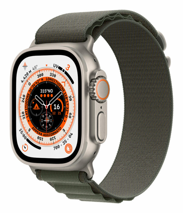 Smartwatch Watch Ultra GPS + Cellular 49mm Titanium Case with Alpine Loop M – Green „MQFN3FD/A” (timbru verde 0.8 lei)