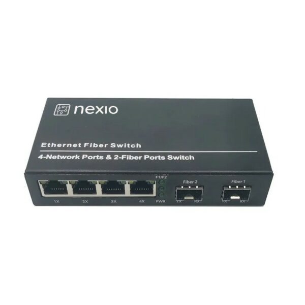 Mediaconvertor 10/100/1000M 4 port RJ45, 2 SLOT SFP – NEXIO „NX-1000N-24-SFP” (timbru verde 0.8 lei)