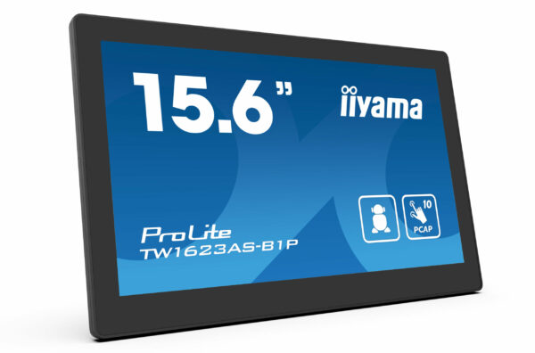 IIYAMA Monitor Android 24/7 TW1623AS-B1P 15.6″ Full HD PCAP 10pt touch screen with POE 1920 x 1080 16:9 450 cd/m2 30ms projective capacitive Android 13 BT „TW1623AS-B1P” (timbru verde 7 lei)