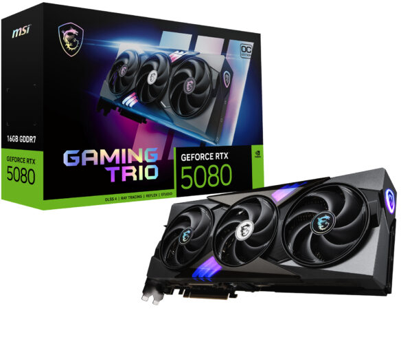 Placa video GeForce RTX 5080 16G Gaming Trio OC, 16GB GDDR7 „V531-005R”