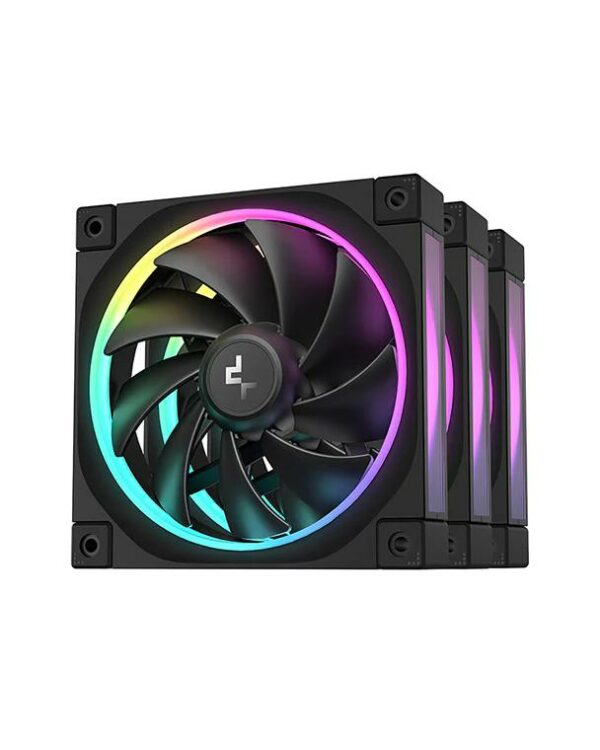 Set 3 ventilatoare DeepCool „FL12R 3IN1”, 120mm, 500-2150 RPM, FDB, 55 cfm, , 4pin PWM, negru, „R-FL12R-BKAPN3-G” (timbru verde 0.18lei) – 6933412785132