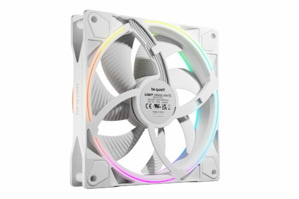 Ventilator be quiet! #LIGHT WINGS” 140mm, 1300 rpm, rifle bearing, PWM, ARGB, reversibil, alb, „BL135” (timbru verde 0.18 lei)