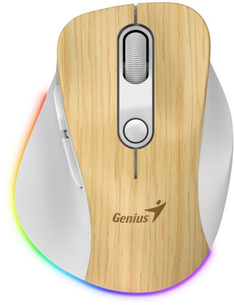 MOUSE Genius „Ergo 9000S Proxxxxxx, Mini-Size, Duo-Mode (BT+2.4GHz), Wireless, Rechargeable, RGB Light, Pine Wood, „31030039407” (timbru verde 0.18 lei)