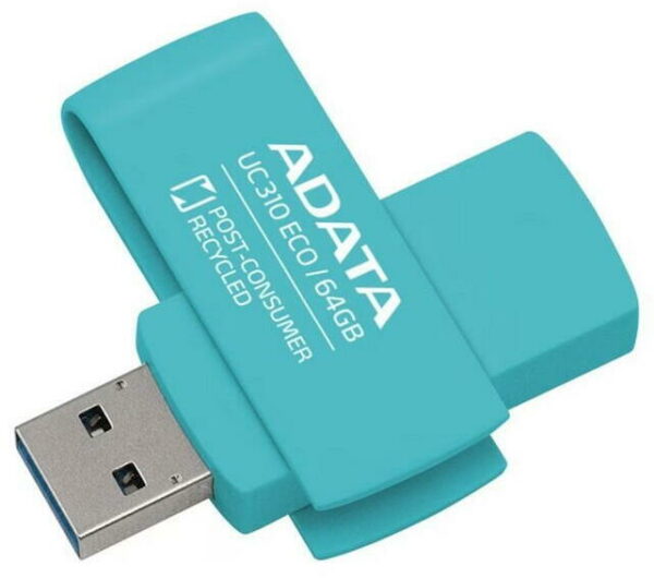 MEMORIE USB 3.2 ADATA 64 GB, protectie slide laterala, carcasa plastic, albastru, „UC310E-64G-RGN” (timbru verde 0.03 lei)