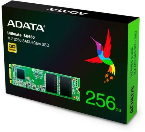 SSD ADATA, Ultimate SU650, 256 GB, M.2 dimensiune 2280, 3D TLC Nand, R/W: 550/500 MB/s, „ASU650NS38-256GT-C”