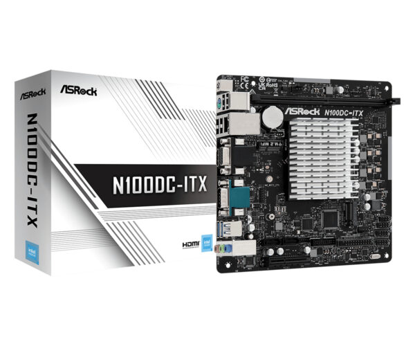 Placa de baza ASRock N100DC-ITX Intel N100 CPU(3,4GHz) mATX HDMI/VGA DDR4 retail „90-MXBLM0-A0UAYZ”