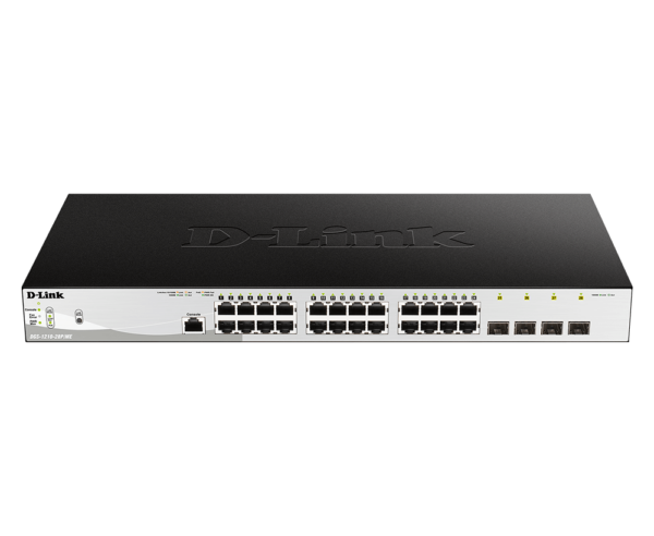 SWITCH PoE D-LINK Smart 24 porturi Gigabit (24 PoE) + 4 porturi 1G SFP, IEEE 802.3af/at, buget POE total 193 W, carcasa metalica. „DGS-1210-28P/ME” (timbru verde 2 lei)