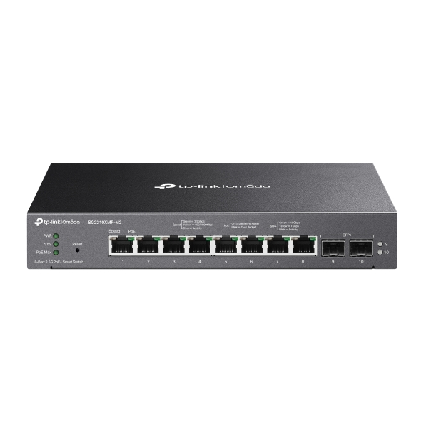 SWITCH TP-LINK POE Omada 8-Port 2.5GBASE-T si 2-Port 10GE SFP+ Smart Switch cu 8-Port PoE+, carcasa metalica „SG2210XMP-M2” (timbru verde 2 lei)