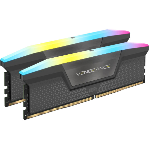 Corsair Memorie DDR5, 32GB, KIT 2x16GB, 6400MT/s, C30, 1.4V, Negru, RGB, VENGEANCE „CMH32GX5M2B6400Z30”
