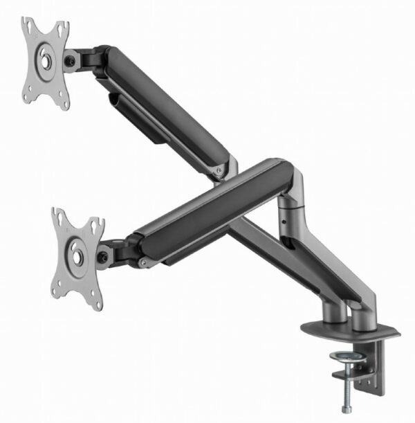 SUPORT de birou Gembird, pt 2 TV/monitor plat, diag. max 17-32 inch, rotatie, inclinare, pivotare, max 9 kg, space-grey, „MA-DA2-05”