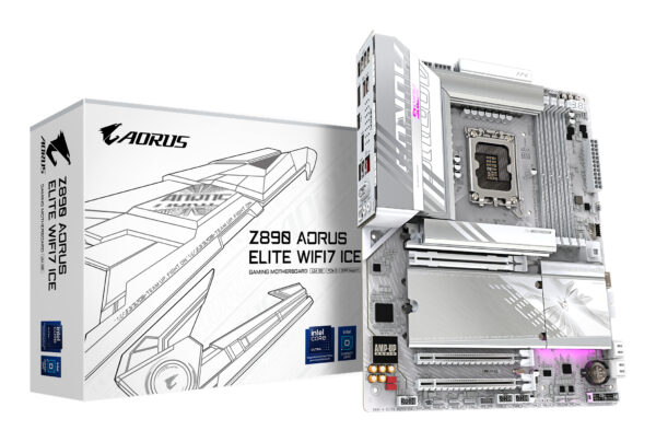 Placa de baza GIGABYTE Z890 Aorus Elite WF7 ICE Mainboard, Sockel LGA 1851, Intel Z890, ATX, DDR5 „Z890 AORUS ELITE WIFI7 ICE”