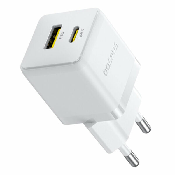 INCARCATOR retea Baseus Palm, Quick Charge 20W, 1 x USB Type-C, 1 x USB, alb „P10111608213-00” (timbru verde 0.18 lei) – 6932172672744
