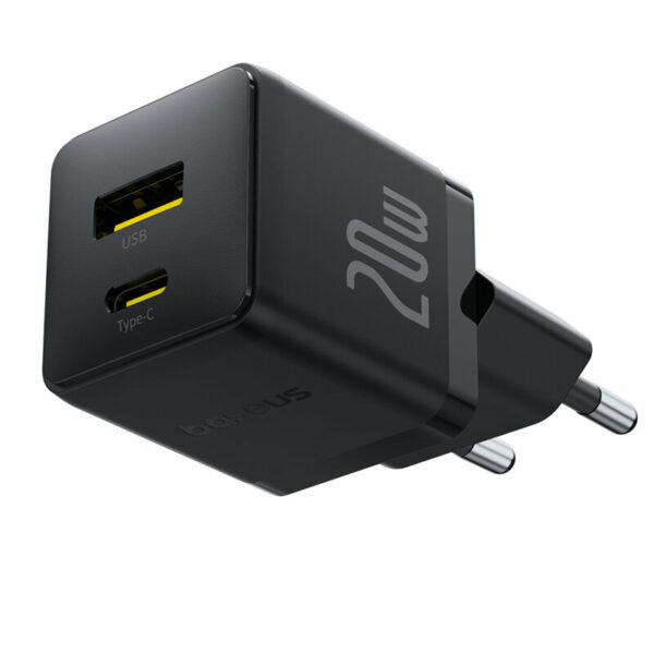 INCARCATOR retea Baseus Palm, Quick Charge 20W, 1 x USB Type-C, 1 x USB, negru „P10111608113-00” (timbru verde 0.18 lei) – 6932172672737