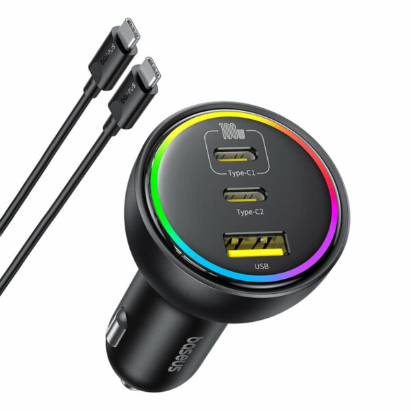 INCARCATOR auto Baseus Multi-Port, Quick Charge 152W, 2 x USB Type-C, 1 x USB, negru „C00036101111-00” (timbru verde 0.8 lei) – 6932172676957