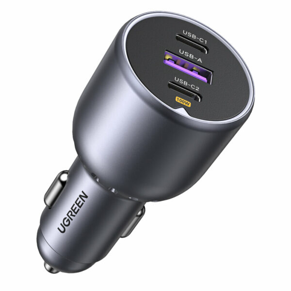 INCARCATOR auto Ugreen, „EC705” 1 x USB, 2 x USB Type-C total output 130W, pt. bricheta auto, negru „35025” (timbru verde 0.8 lei)