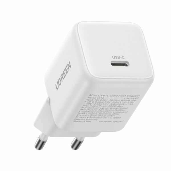 INCARCATOR retea Ugreen GaN „X513” Quick Charge 30W, 1 x USB Type-C, alb „65009” (timbru verde 0.18 lei)