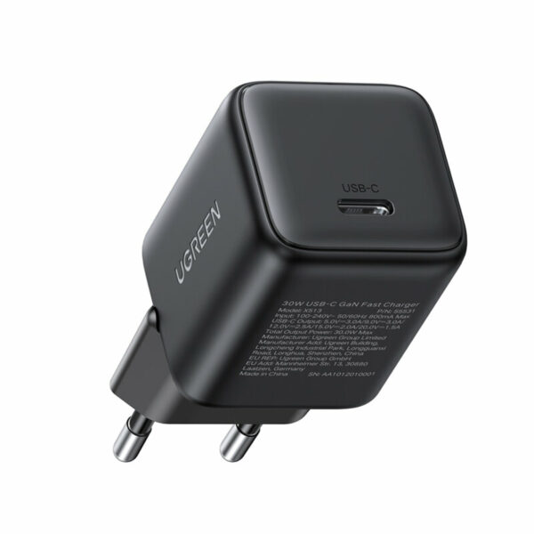 INCARCATOR retea Ugreen GaN „X513” Quick Charge 30W, 1 x USB Type-C, negru „65007” (timbru verde 0.18 lei)