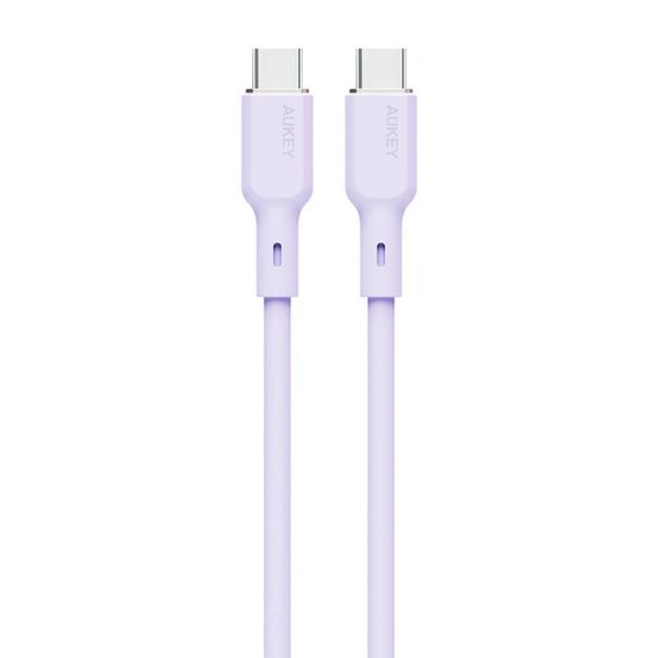 Cablu alimentare si date Aukey, USB Type-C (T) la USB Type-C (T), 1.8m, 480 Mbps, 100W, silicon, mov, „LLTSN1049571” (timbru verde 0.08 lei) -689323787319