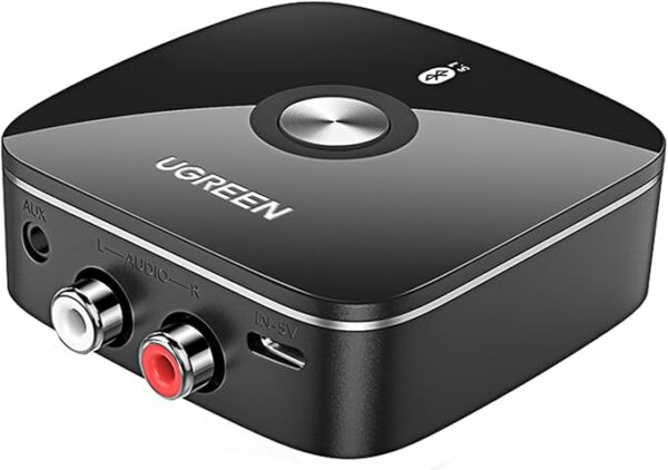 ADAPTOR Bluetooth audio Ugreen, „CM106” acumulator inclus, 1 x jack 3.5mm, 2xRCA output,convertor audio wireless,versiune bluetooth 5.1 si EDR,negru „40759P” (timbru verde 0.18 lei)