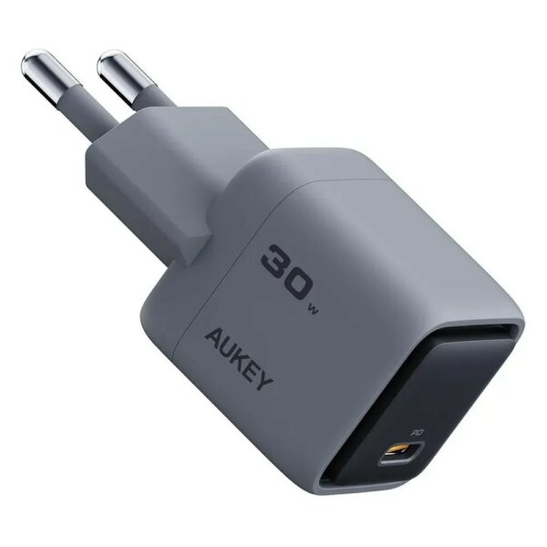 Alimentator retea Aukey, PA-C1 GY, 30W, fast charge, 1 x USB-C, negru, „LLTSDEN1059204” (timbru verde 0.18 lei) – 689323788170