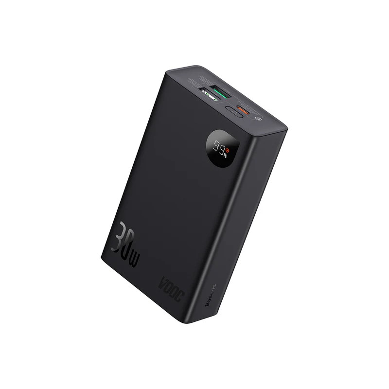 POWER BANK Baseus Adaman2, display, capacitate 20000mAh, 30W, 1 x USB Type-C, 2 x USB, total 5V/3A, include cablu USB la USB Type-C de 30 cm, negru, „PPAD050101” (timbru verde 0.98 lei) – 6932172613563