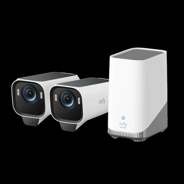 Sistem supraveghere 2+1 Anker „eufyCam S3 Pro”, 4K, Wi-Fi 2.4 GHz, bullet, wireless, 16GB EMMC + 16TB extern, exterior, panou solar, AI, color night vision, , detectie miscare, IP67, , HomeBase S380, „T88923W1” (timbru verde 2 lei) – 0194644293871