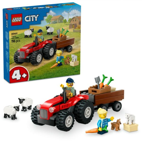 TRACTOR ROSU CU REMORCA SI OI,LEGO 60461 „LEGO60461”