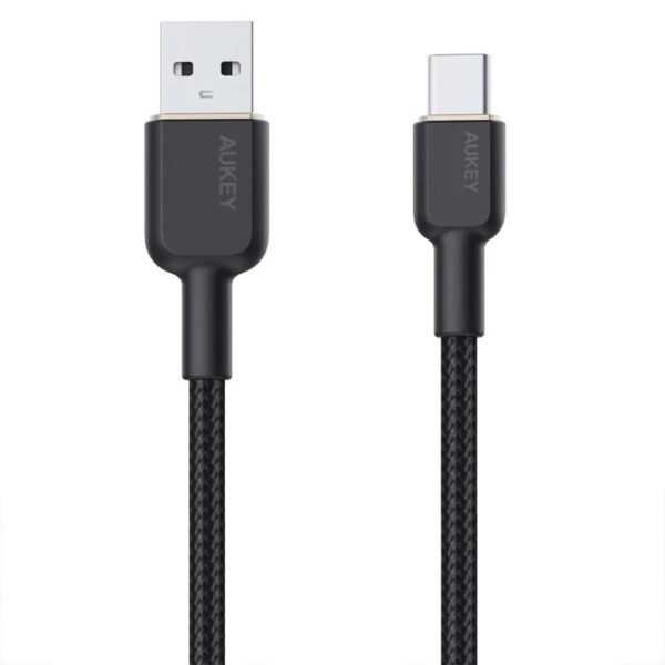 Cablu alimentare si date Aukey, USB Type-A (T) la USB Type-C (T), 1.8m, 480 Mbps, 60W, nylon, negru, „LLTSN1041439” (timbru verde 0.08 lei) -689323785889