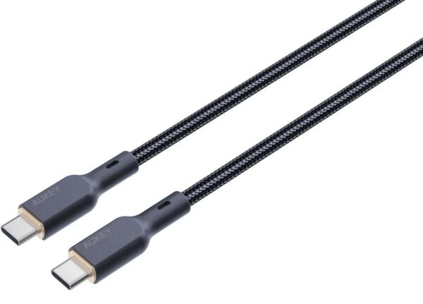 Cablu alimentare si date Aukey, USB Type-C (T) la USB Type-C (T), 1.8m, 480 Mbps, 100W, braided, negru, „LLTSN1041750” (timbru verde 0.08 lei) -689323785322