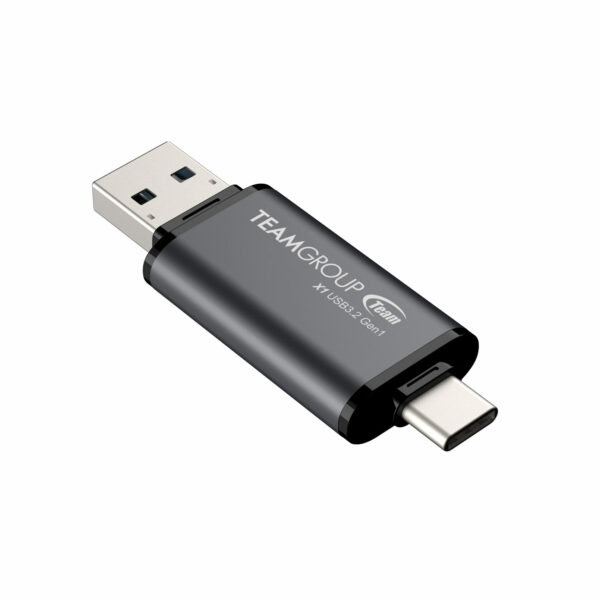 MEMORIE USB 3.2 / USB Type-C 3.1 TEAMGROUP X1, 128 GB, plastic, gri „TX13128GC01” (timbru verde 0.03 lei)