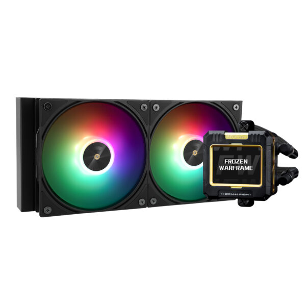 COOLER Thermalright „Frozen Warframe 240 Black Argb”, skt. LGA1851, LGA 1700, AM4, AM5, racire cu lichid, 2 x 120mm, 2000 RPM, ARGB adresabil, negru „Frozen Warframe 240 Black Argb” (timbru verde 2.00 lei)