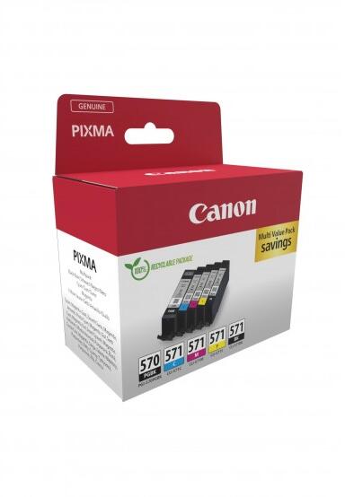 Combo-Pack Original Canon CMYKPK, PGI-570-K5, pentru Pixma MG5750|MG5751|MG6850|MG6851|MG7750|MG7751|MG7752|TS5050|TS5051|TS5053|TS5055|TS6050|TS8050|TS9050, 1c15ml/4x7ml, incl.TV 0.8 RON, „0372C006AA „
