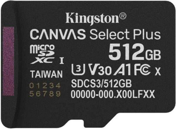 MEMORY MICRO SDXC 512GB UHS-I/SDCS3/512GBSP KINGSTON „SDCS3/512GBSP” (timbru verde 0.03 lei)