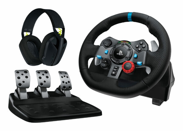 LOGITECH G29 EU + G435 Black Gaming Controller Aluminium Black USB Steering wheel + pedals + headset PC „991-000539” (timbru verde 0.8 lei)